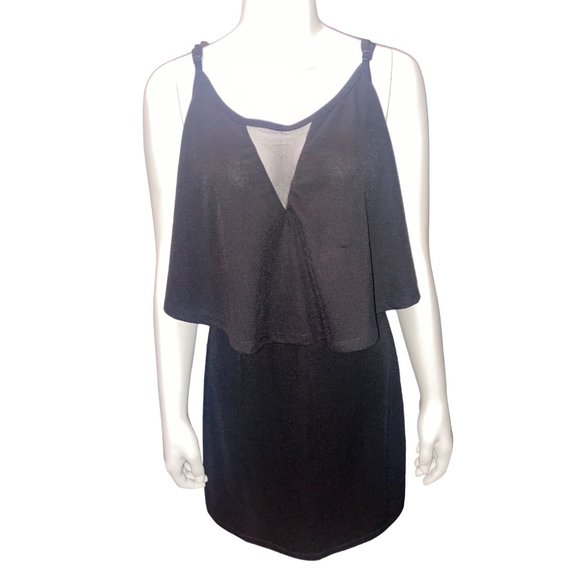 Marilyn Monroe Black Spaghetti Straps Caped Zipper Back Dress Size XL - Picture 8 of 8